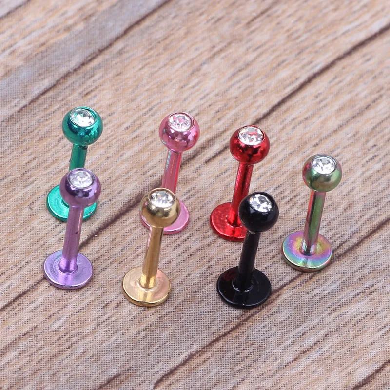 JUNLOWPY Labret Monroe кольцо для губ микс 8 цветов 100 шт нержавеющая сталь ювелирные изделия для тела анодированный пирсинг для пупка Спиральные серьги-гвоздики