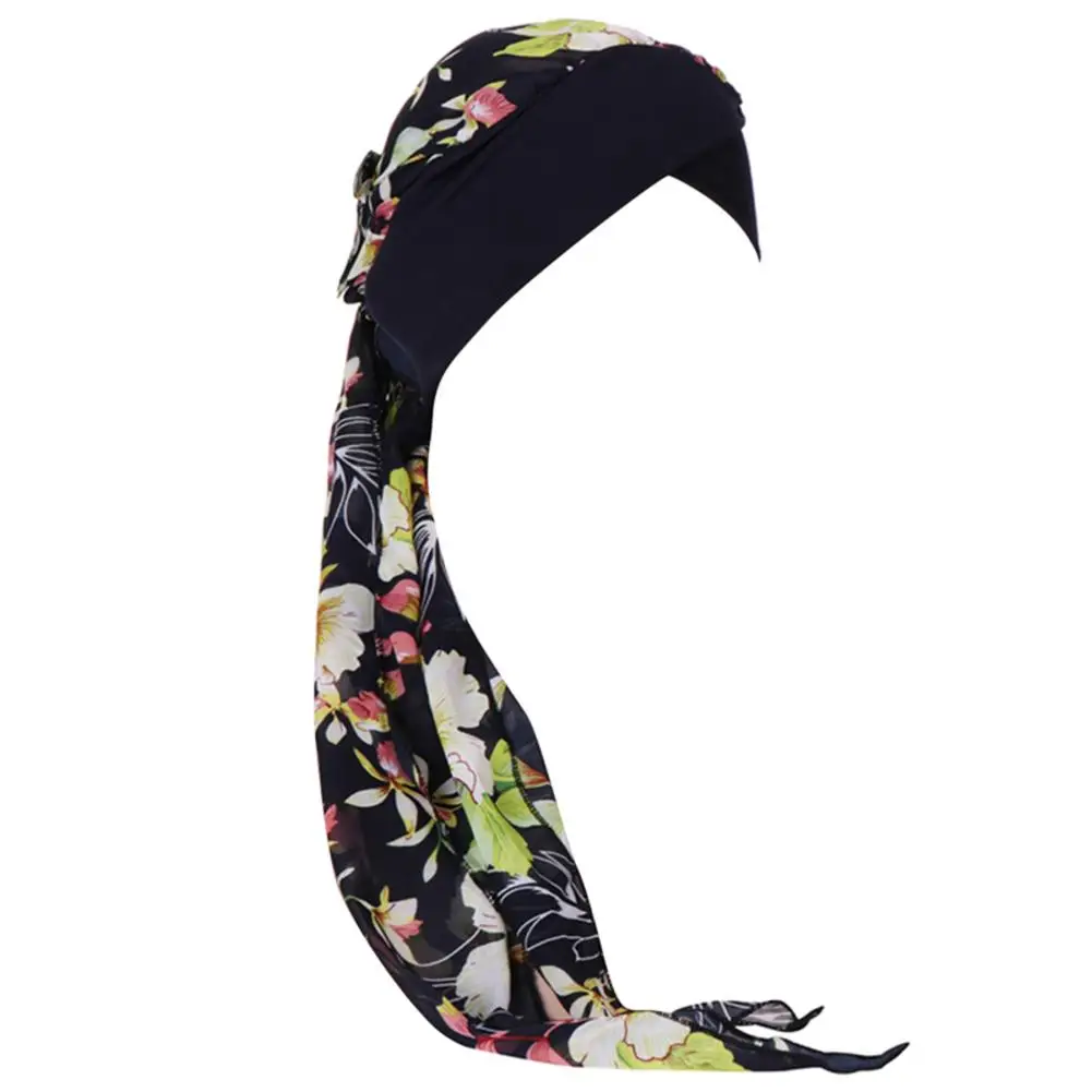 Muslim Women Printed Hijabs Hats Turban Head Scarf Chemo Cancer Cap Hair Loss Hat Long Tail Bow Bonnet Wide Band Wrap | Аксессуары для