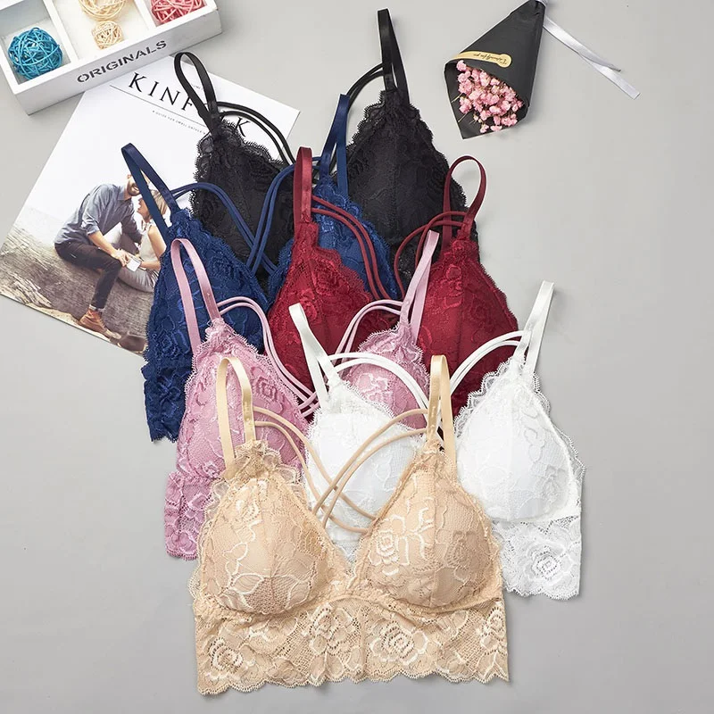 Женский кружевной бюстгальтер с чашками пуш-ап белый бесшовный без косточек F1