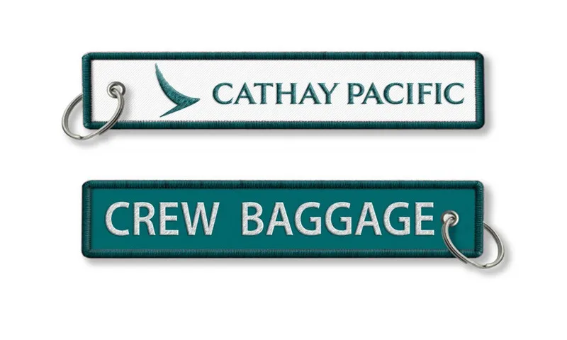Брелок для багажа Cathay Pacific Crew сделана из саржи + кольцо с Merrow Border брелок вышивки на