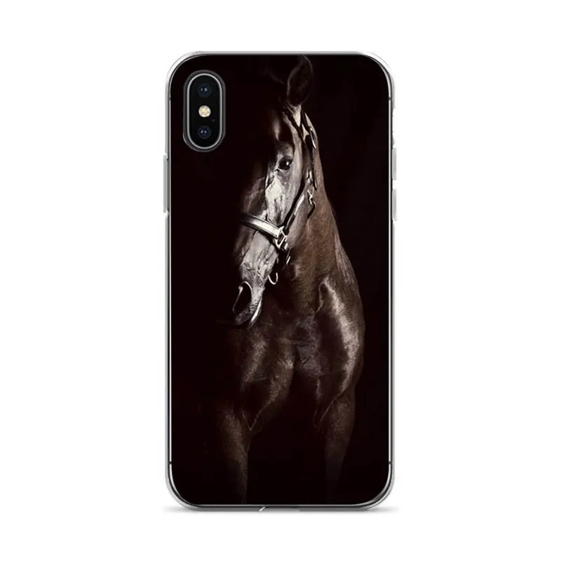 Мягкий чехол Aiboduo с акварельными лошадьми бегущими для iPhone 8 8plus 7 7plus 6s plus 5 5S SE XSMax X