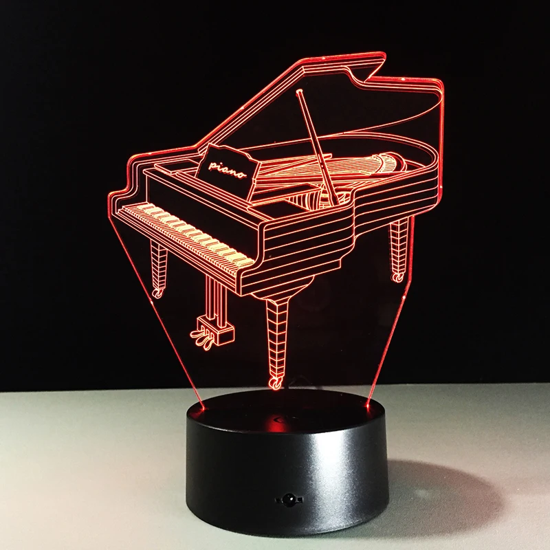 Lumipwell Piano 3D светодиодный ночник Настольный светильник батарея AA RGB 7 цветов