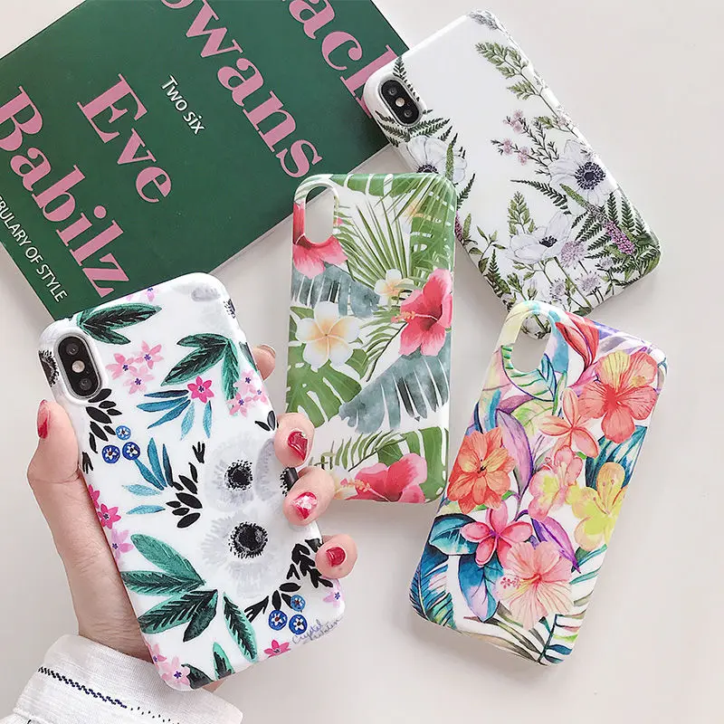 Винтажные чехлы для телефонов с цветами и листьями для iPhone 11 Pro XR XS Max 8 7 6 6S Plus, мягкие летние чехлы с растениями для iPhone X XR 11 Pro Max