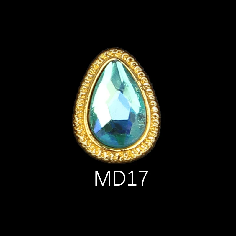 MD17 Korea Trend Nail Jewelry Style 10/30pcs Latest Metal Bezel Water Drop Stone Design 3D Nail Art Alloy Jewelry - Цвет: MD17
