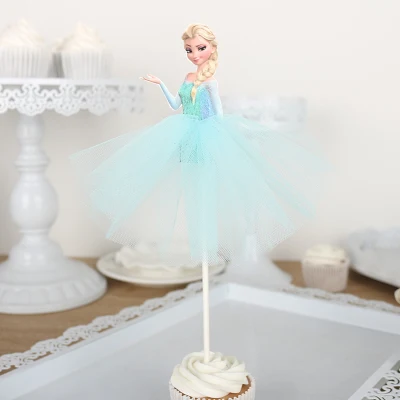 elsa 1 шт. милый Эльза аннаэльза София запутанная Белль Ариэль Анна Принцесса Тиана торт Топпер ручной работы юбка для детей день рождения - Цвет: elsa