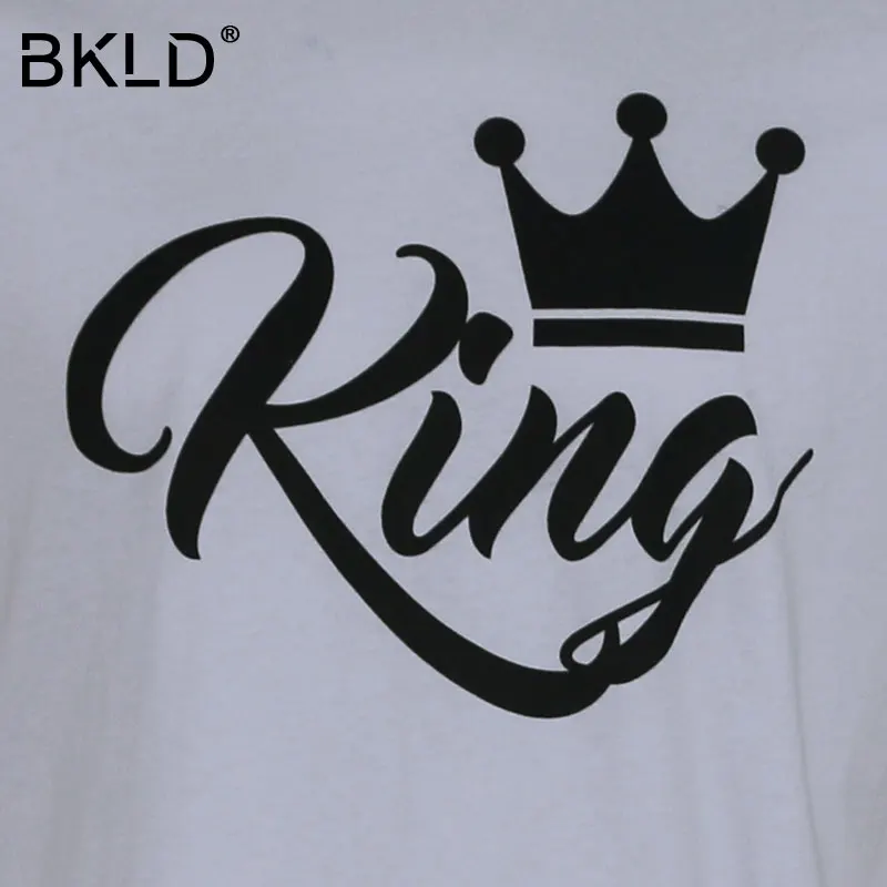 BKLD 2018 г. футболка с коротким рукавом и круглым вырезом надписью King Queen забавный