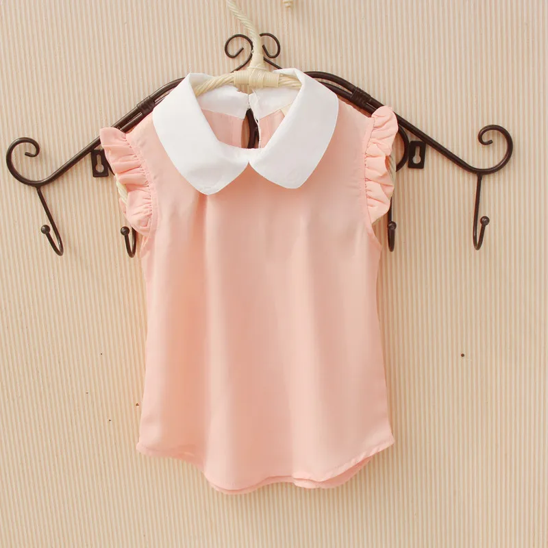 2017 летние футболки для девочек одежда детей шифоновая футболка без рукавов