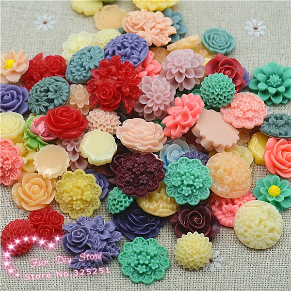 Полимерный Ретро цветок смешанный дизайн смешанные цвета 15 30 мм кабошон плоский