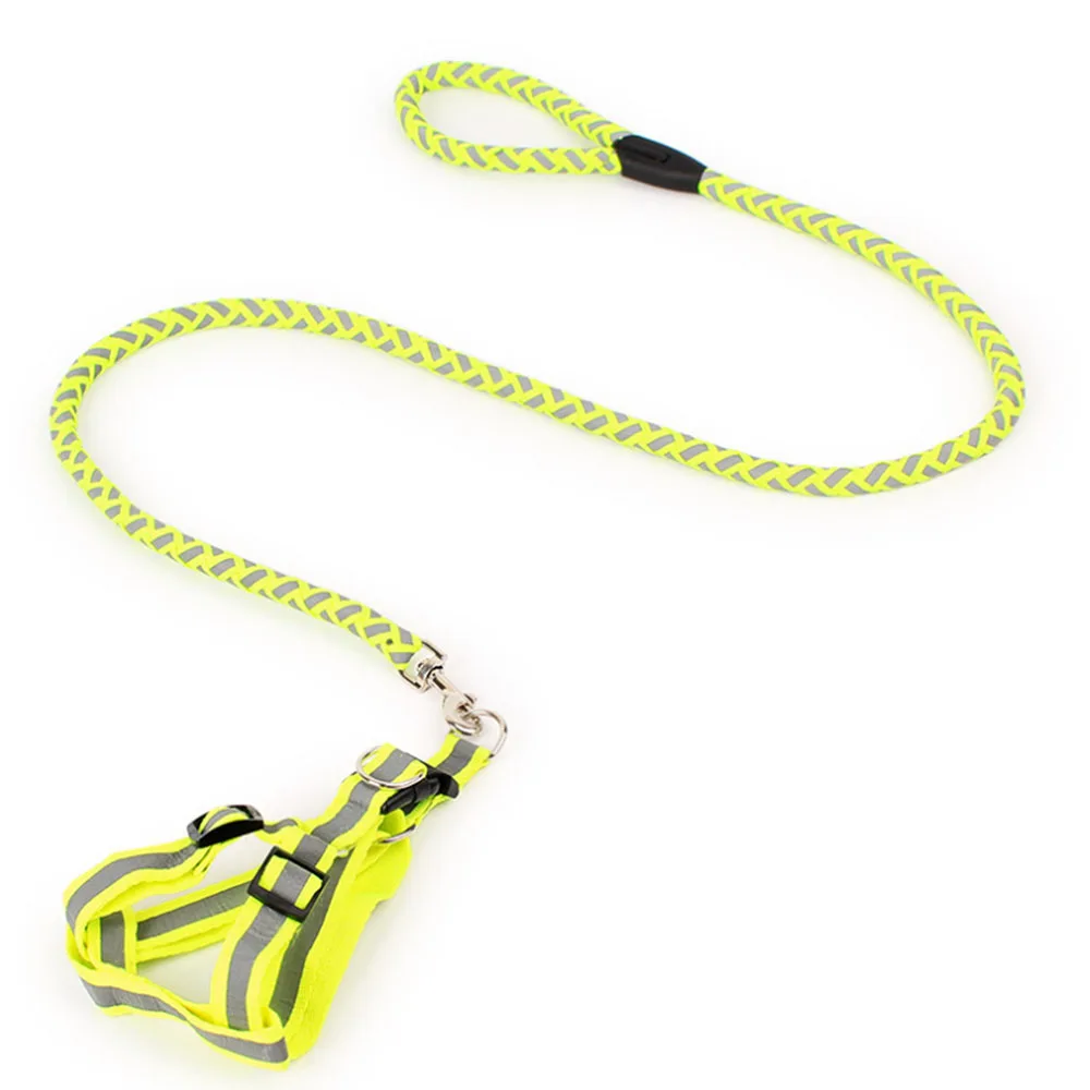 Fluorescent Green Поводок для собак и поводок для прогулок, светоотражающий нейлоновый жилет и поводки для собак, 5 цветов, размеры s, m, l, для маленьких средних собак - Цвет: Fluorescent Green