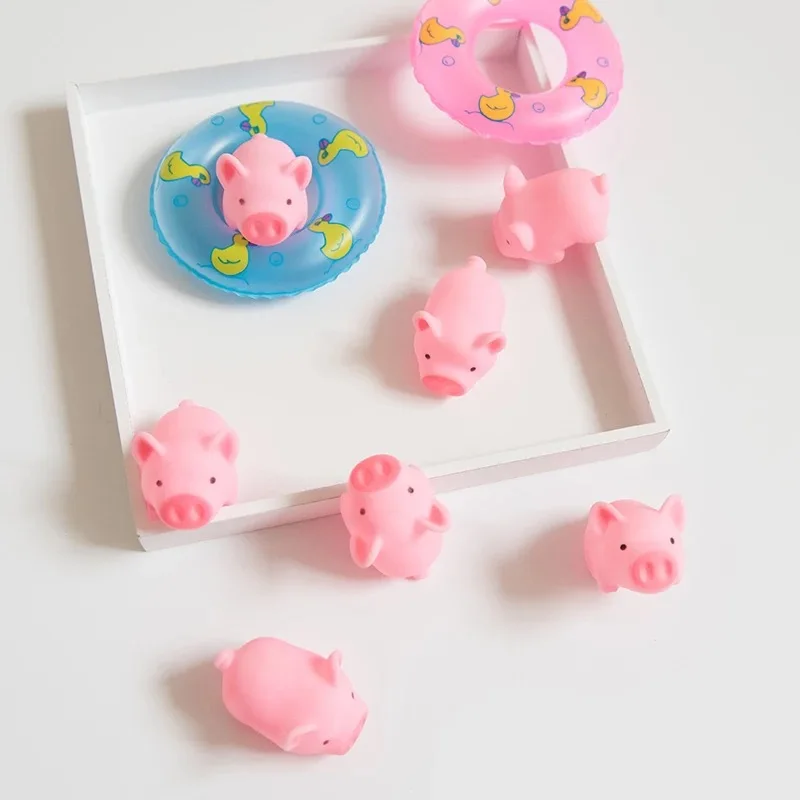 2 шт. Мультяшные животные плавательная вода мягкие плавающие резиновые розовые