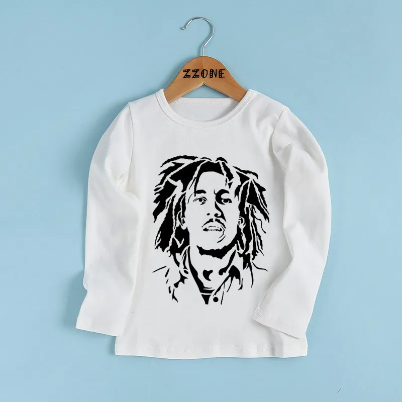 whiteJ Футболка с принтом «Jamaica Singer Bob Marley Reggae Rastafari» для мальчиков и девочек детская футболка с длинными рукавами детская забавная одежда LKP5208 - Цвет: whiteJ