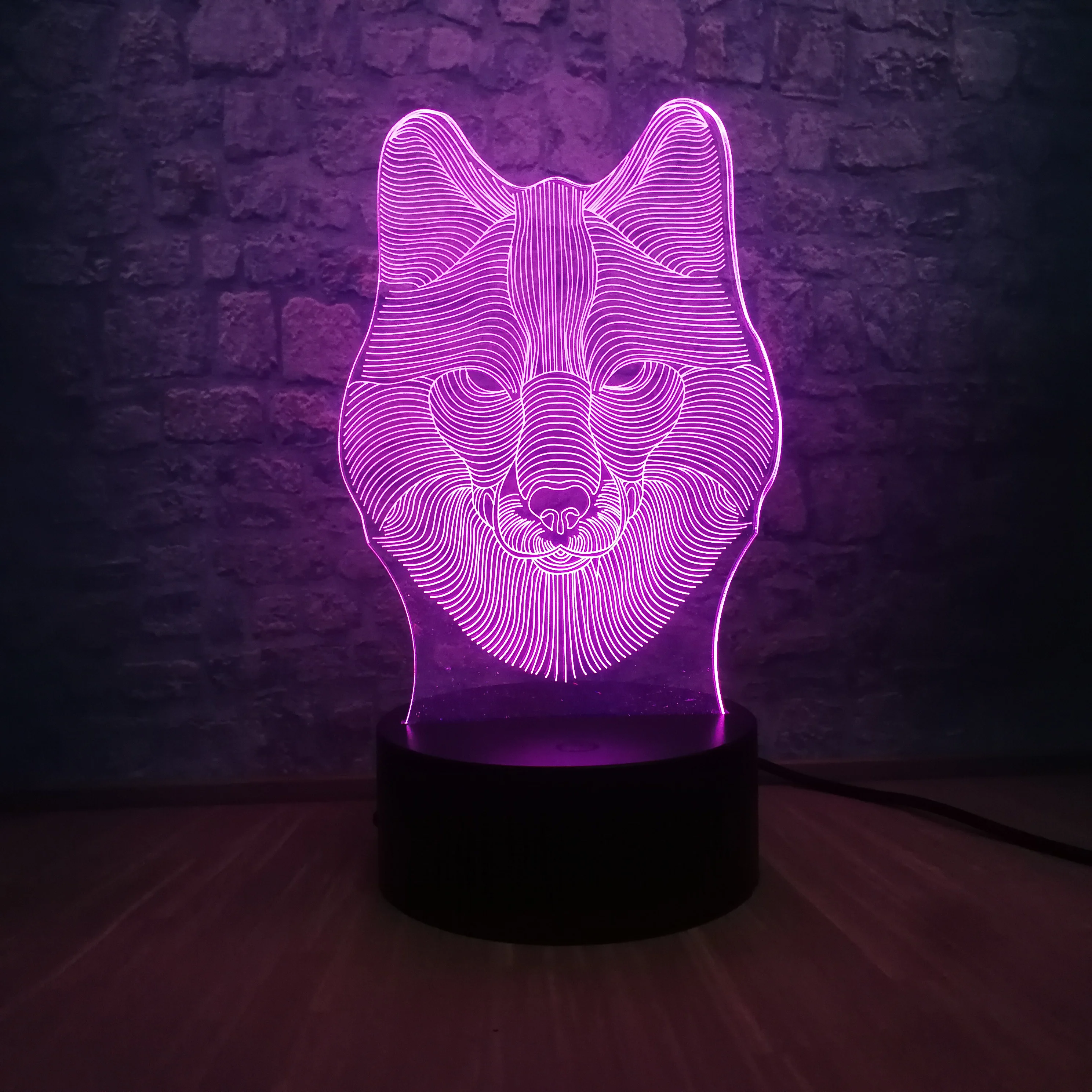 Новинка 3d лампа с головой животного волка ночник USB светодиодный светильник