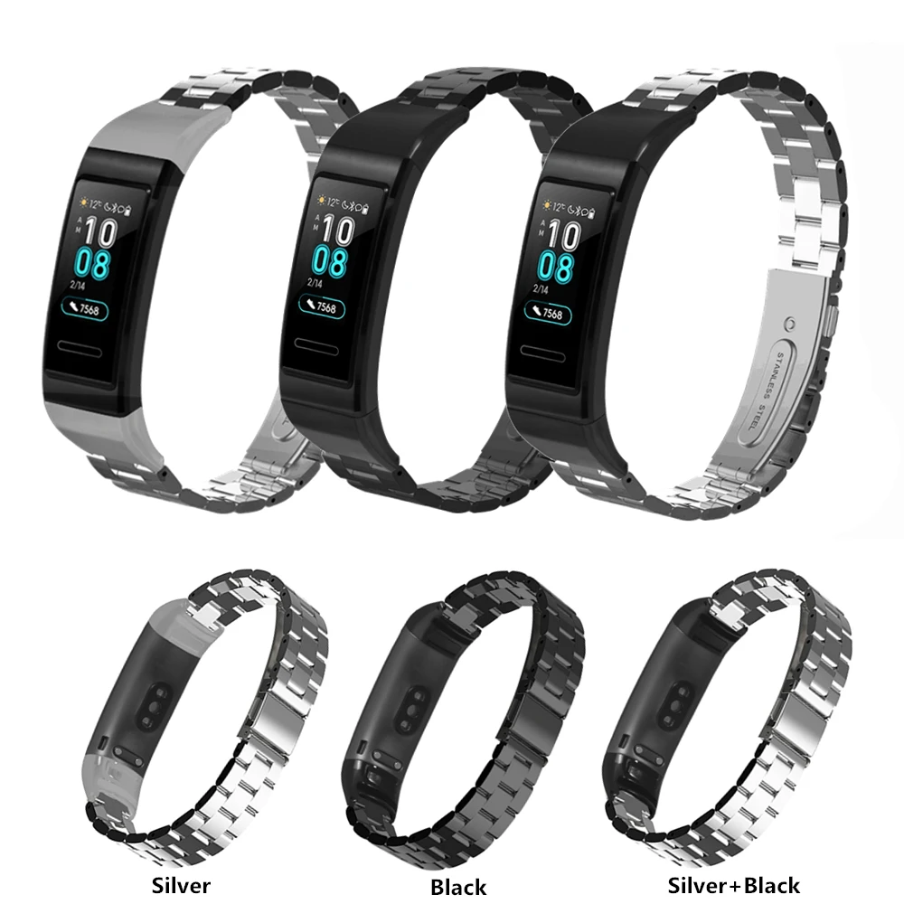 Ремешок сменный из нержавеющей стали для Huawei Band 3 Pro металлический браслет фитнес