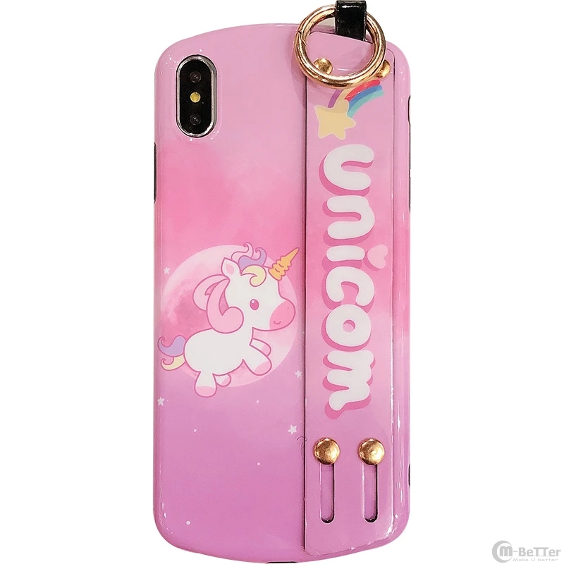 Для iPhone X/XS MAX чехол 7/8 plus 6/6s + Мягкий силиконовый XR оболочка Милый Розовый Единорог