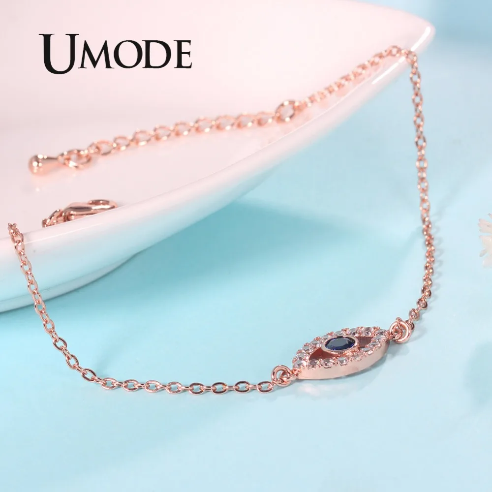 UMODE новые синие с клипсами Дурной глаз браслеты из нержавеющей стали для женщин