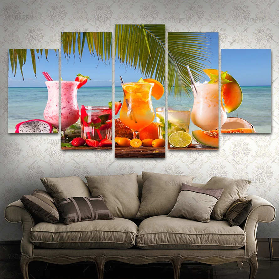 Модульные фотографии пляжные морские молочные коктейли Кокосовая Современная