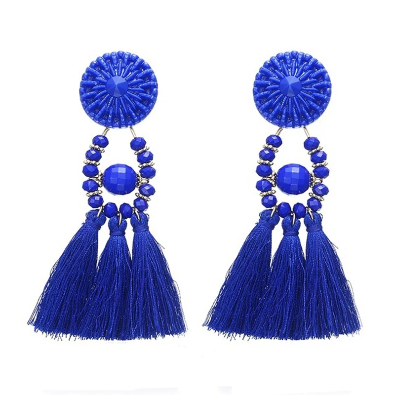 3 Богемные бусы, брендовые длинные висячие серьги с кисточками для женщин, летние винтажные этнические массивные модные ювелирные изделия, свадебный подарок - Окраска металла: 3