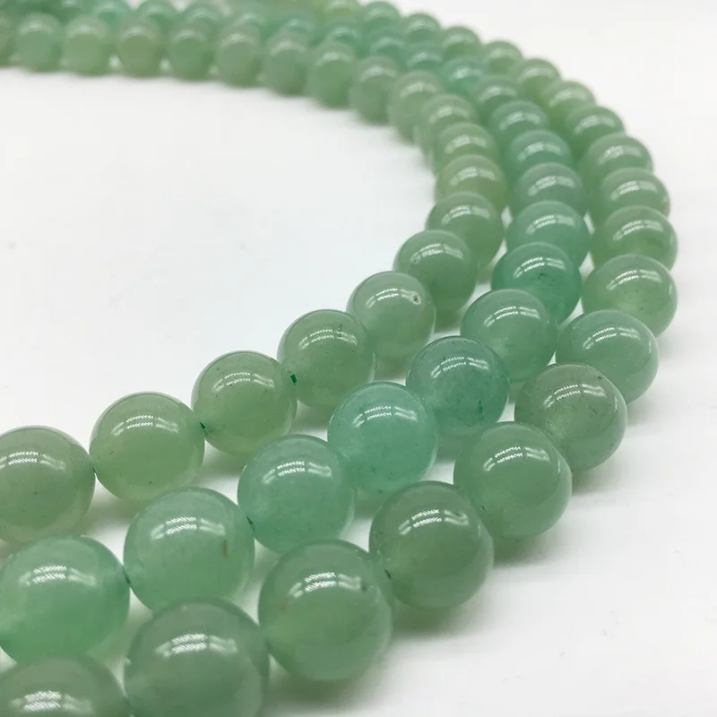 Оптовая продажа бусины из натурального зеленого камня авантюрин круглые