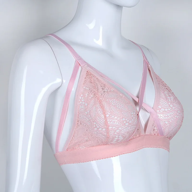 pink S-XL, Топ класс, красный, белый, зеленый, крестообразный бандажный бюстгальтер, полый бюстгальтер, женское сексуальное нижнее белье, горячее эротическое нижнее белье, черные сексуальные костюмы 003 - Цвет: pink