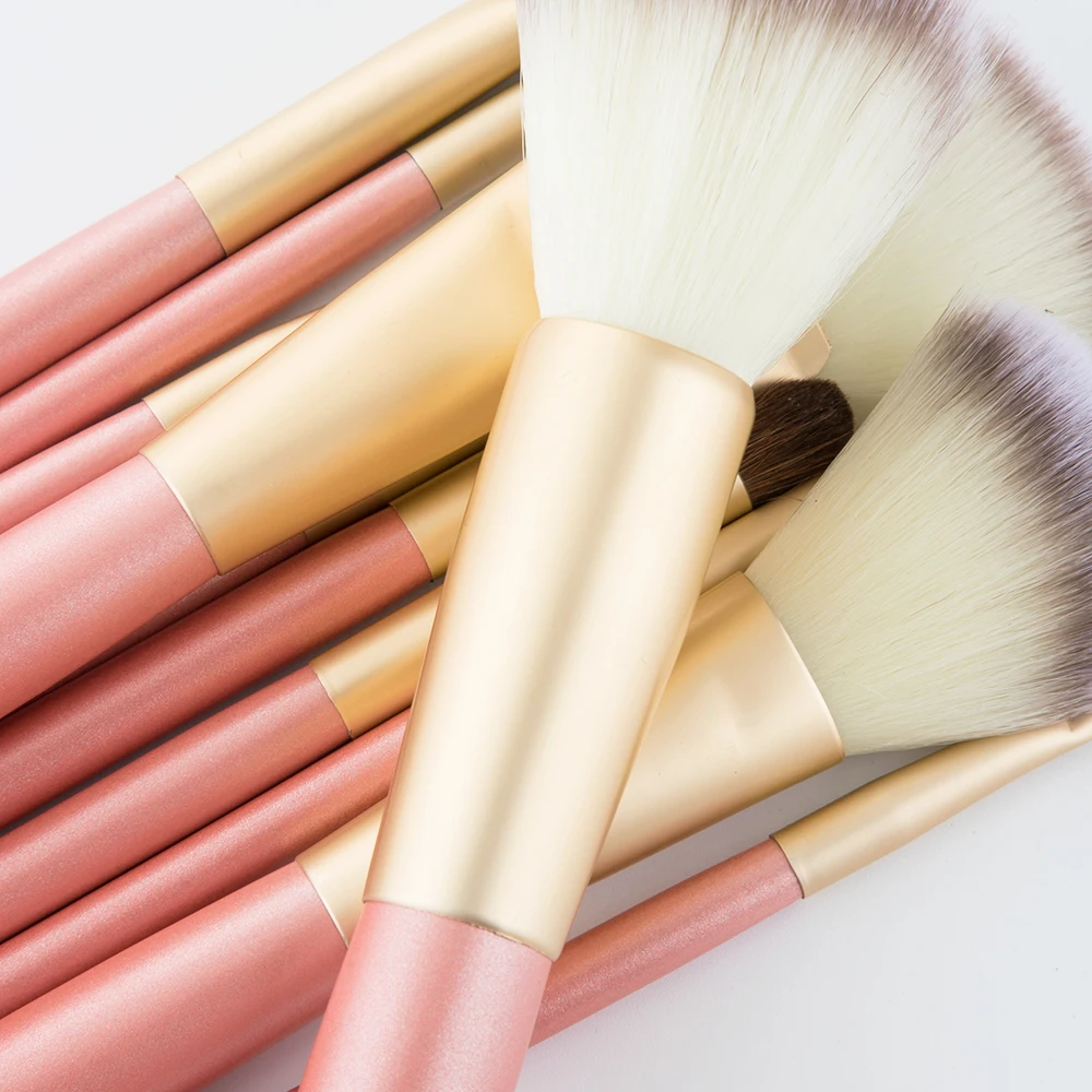 RANCAI 12 шт набор кистей для макияжа crochas maquillaje зеленый большой свободный порошок