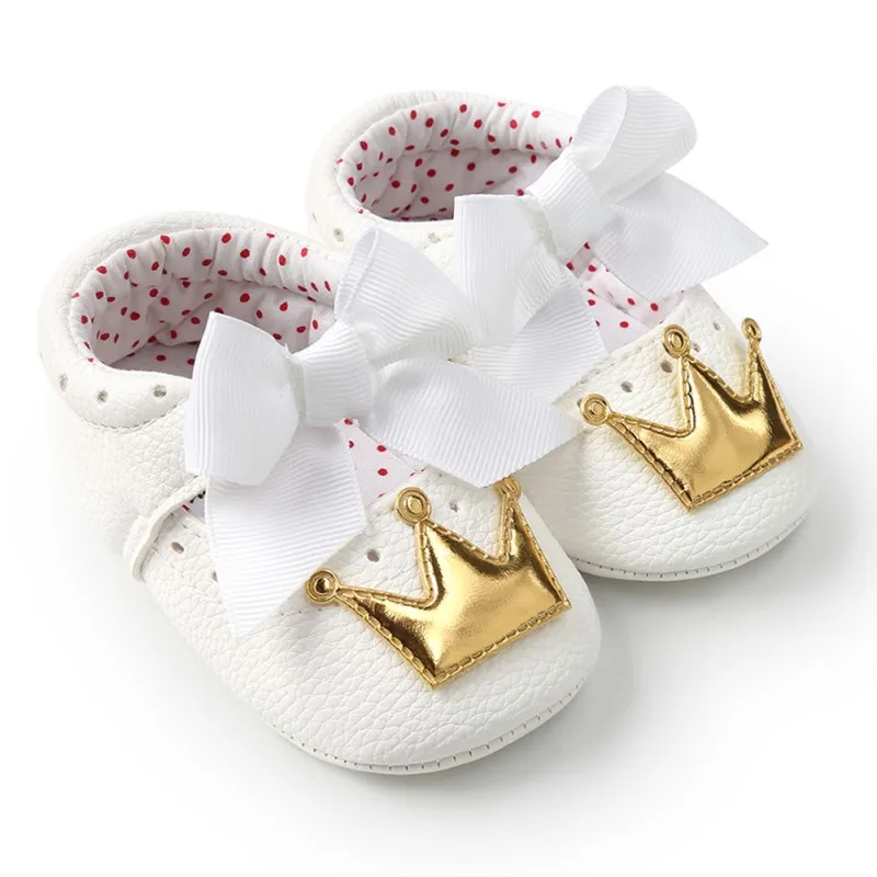 

Spring Autumn PU Cute Butterfly Crown Anti-slip Toddler Shoes Princess Baby Soft Soled Shoes Indoor Crib Shoes New