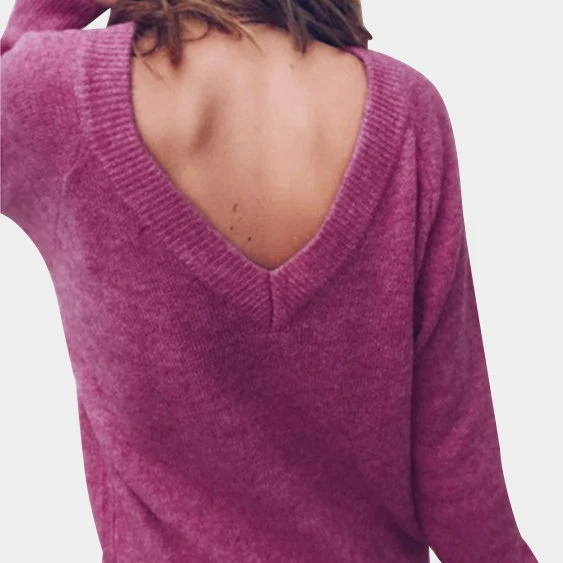 MisShow Autumn Winter Sexy Double V Neck Knitted Sweater Women Fashion Solid 6 Colors Pullover Ladies Sweaters Jumper | Женская одежда