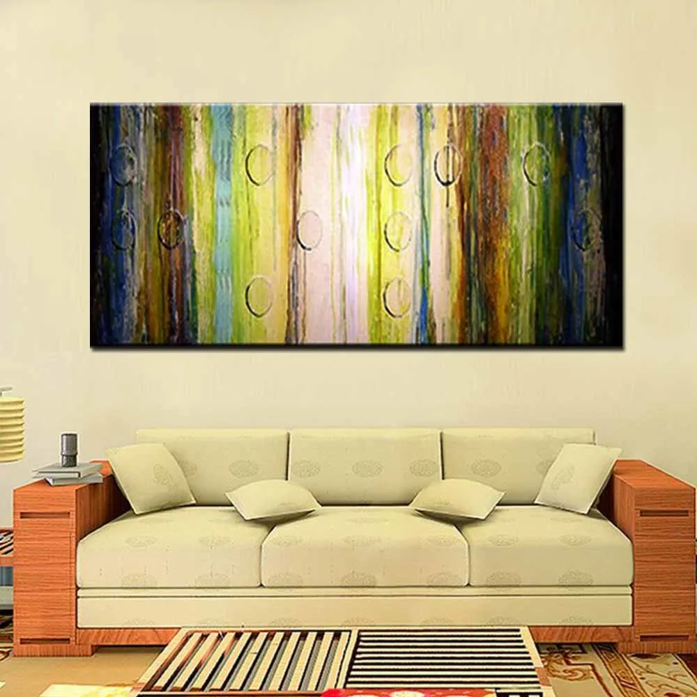 Hand Painted Modern Abstract Canvas Art Turquoise Color Oil Painting Wall Picture Living Room Bedroom Home Decor | Дом и сад