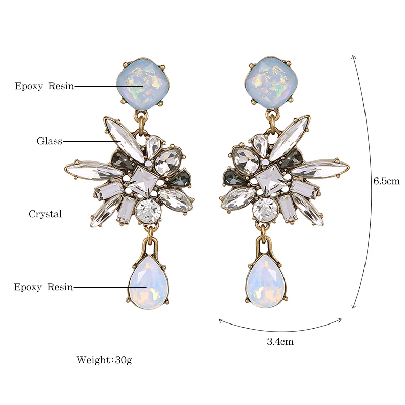 Уникальный Дизайн белый кристалл падение Для женщин Серьги Роскошные