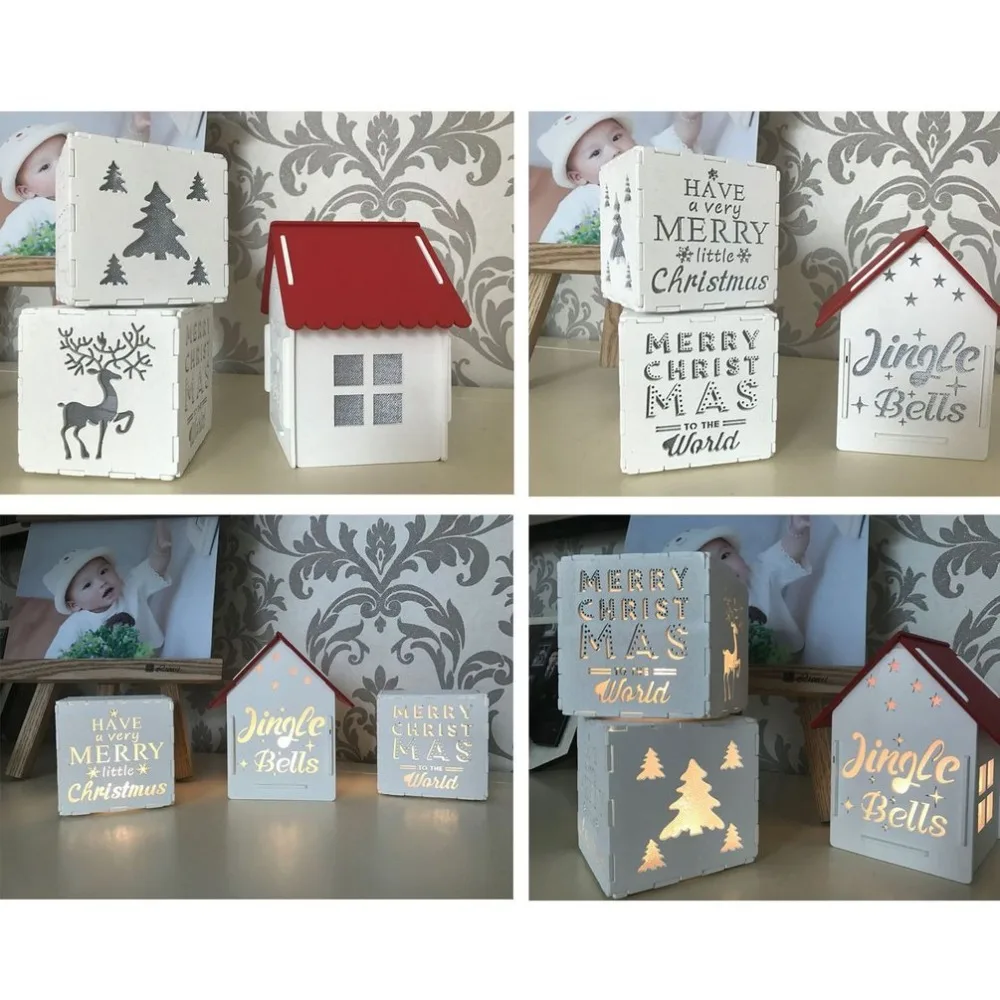 Wooden House NightLlight Square Wood box Room Decor String Lamp Wedding Party Holiday Fairy Lights Novelty |