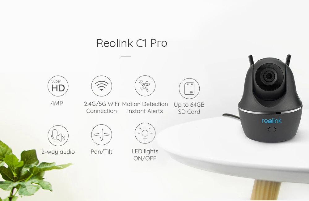 Reolink Видеоняни и радионяни Wi-Fi Камера 2,4 г/5 г 4MP Full HD панорамирования/наклона видеонаблюдения домашние безопасности IP Камера C1 Pro