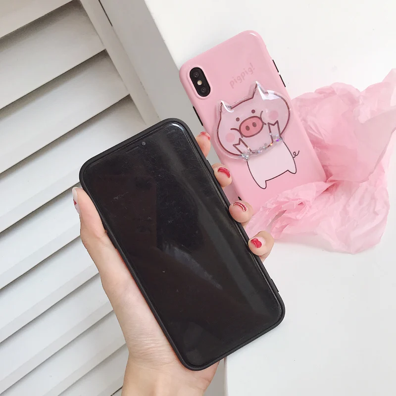 Funny Cartoon Pig Flow Quicksand Phone Case For iphone X XS Max XR 7 6s 6 8 plus Cover Soft Silicone Cases Capa |