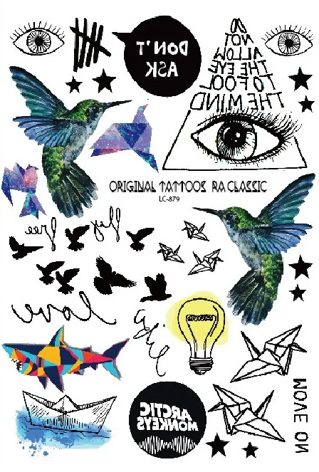Waterproof Temporary Tattoo Sticker Hummingbird fly bird eye of GOD tatto stickers flash tatoo fake tattoos for women girl | Красота и
