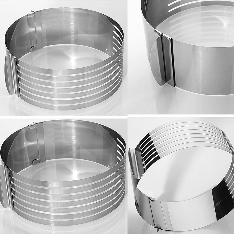 Cake Slicer Cutter 16-20cm Adjustable Retractable Circular Ring Layered Mould Stainless Steel Baking Tools | Дом и сад