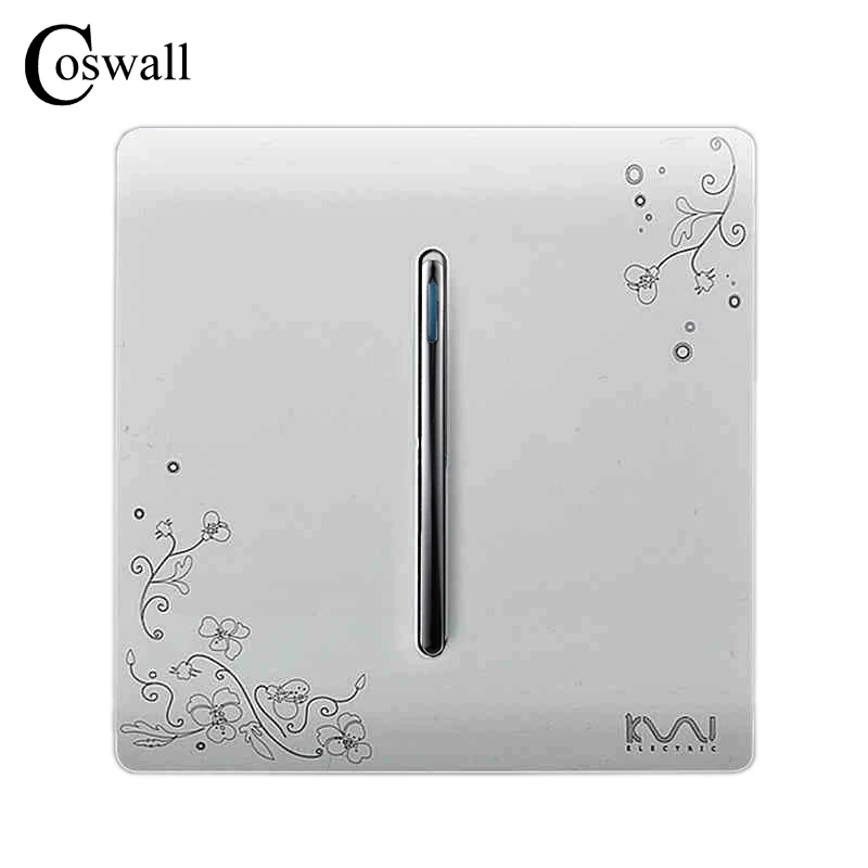 

COSWALL Passage Pass Through Stair Wall Light Switch 1 Gang 2 Way On / Off Switched Conmutador Ivory White Brief Art Weave