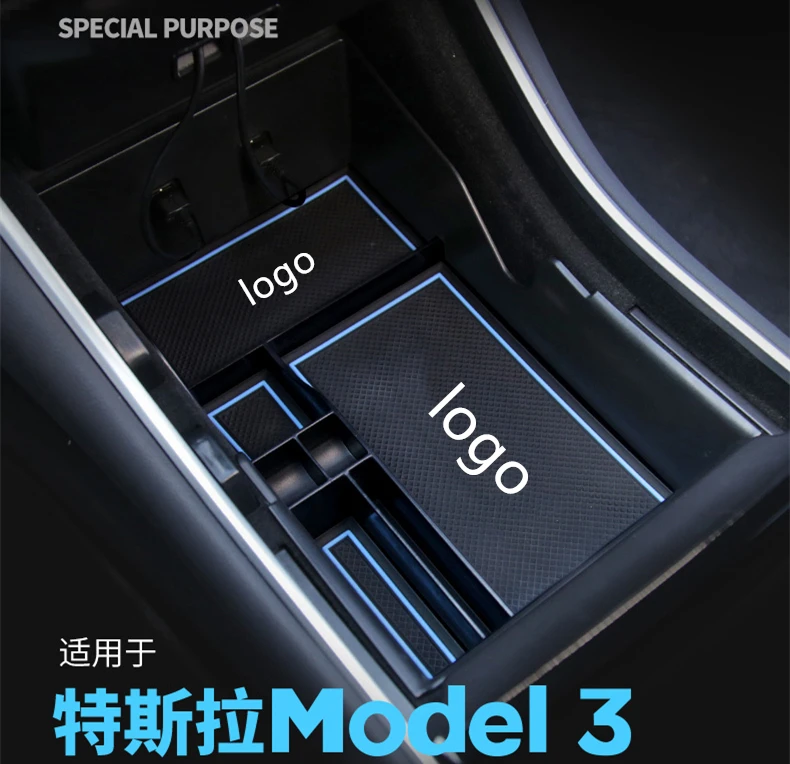 For Tesla Model 3 Accessories Car Central Armrest Storage Box Auto Container Glove Organizer Case