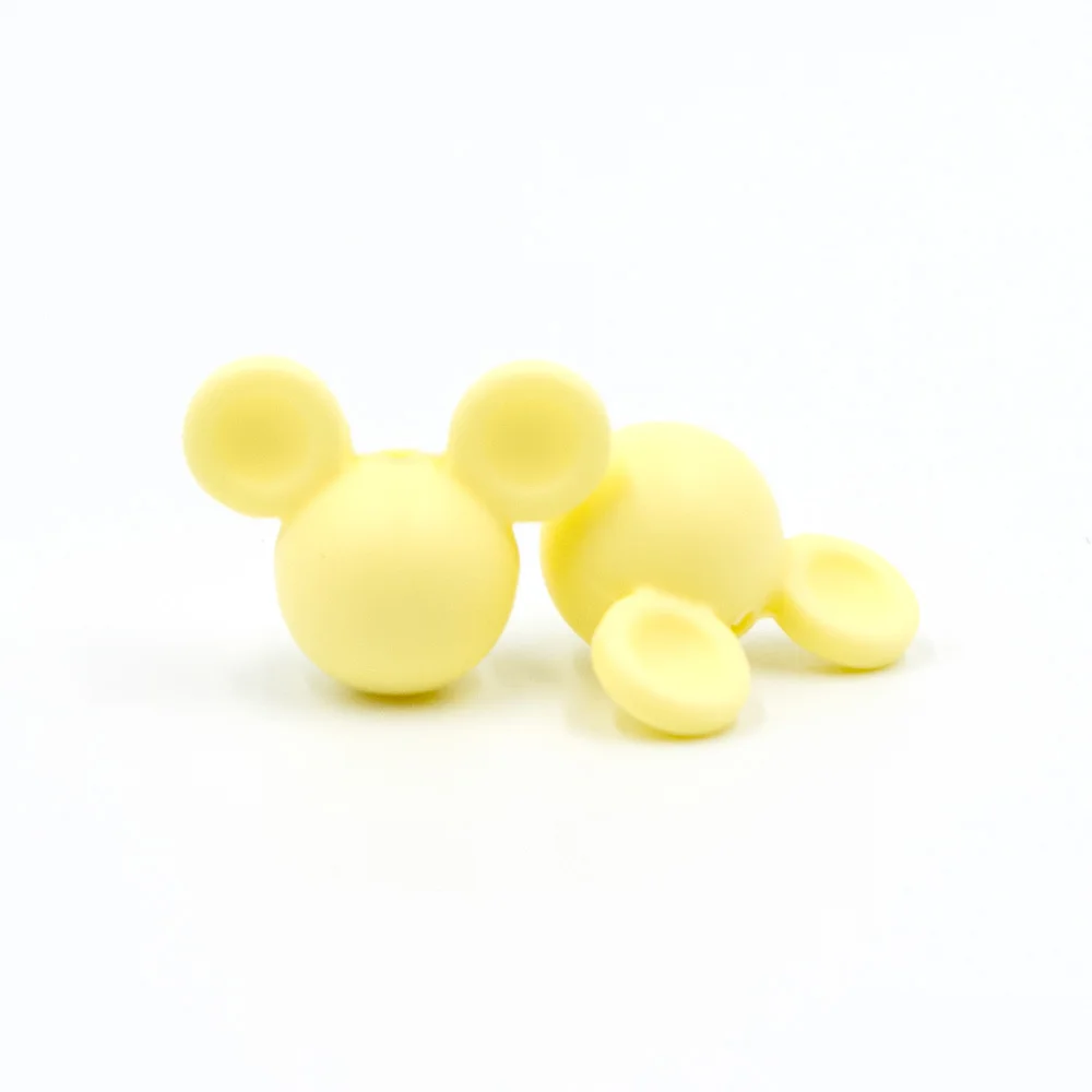 Cream Yellow 10 шт. Микки силиконовые бусины, Прорезыватель игрушки Жевательные бусы BPA бесплатно DIY Perle силиконовые Товары для малышей - Цвет: Cream Yellow