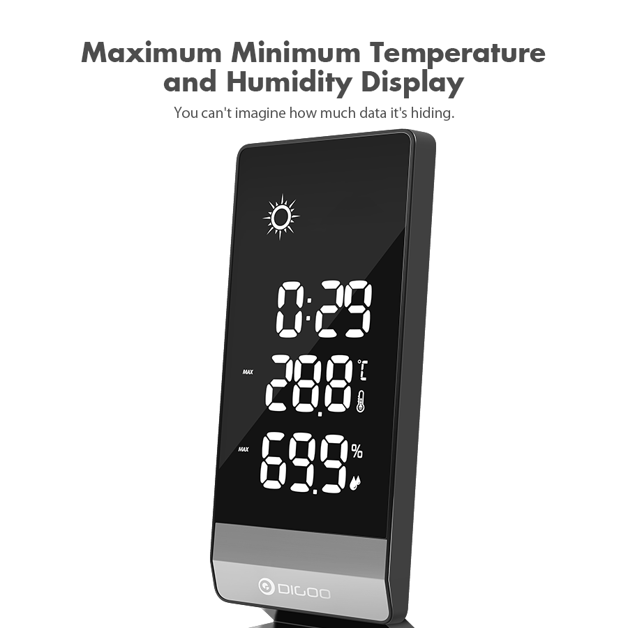 Digoo DG-TH11400, для дома, для погоды, цифровой измеритель температуры, гигрометр, для улицы, в помещении, будильник, 12/24 часов, дисплей