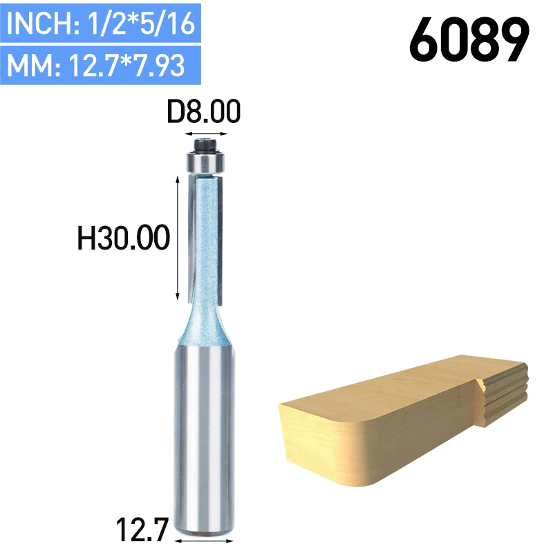 6089 HUHAO 1 шт. 1/" хвостовик для промывания и подравнивания фрезы для древесины обрезные фрезы с подшипником деревообработки промышленного класса фрезы - Длина режущей кромки: 6089