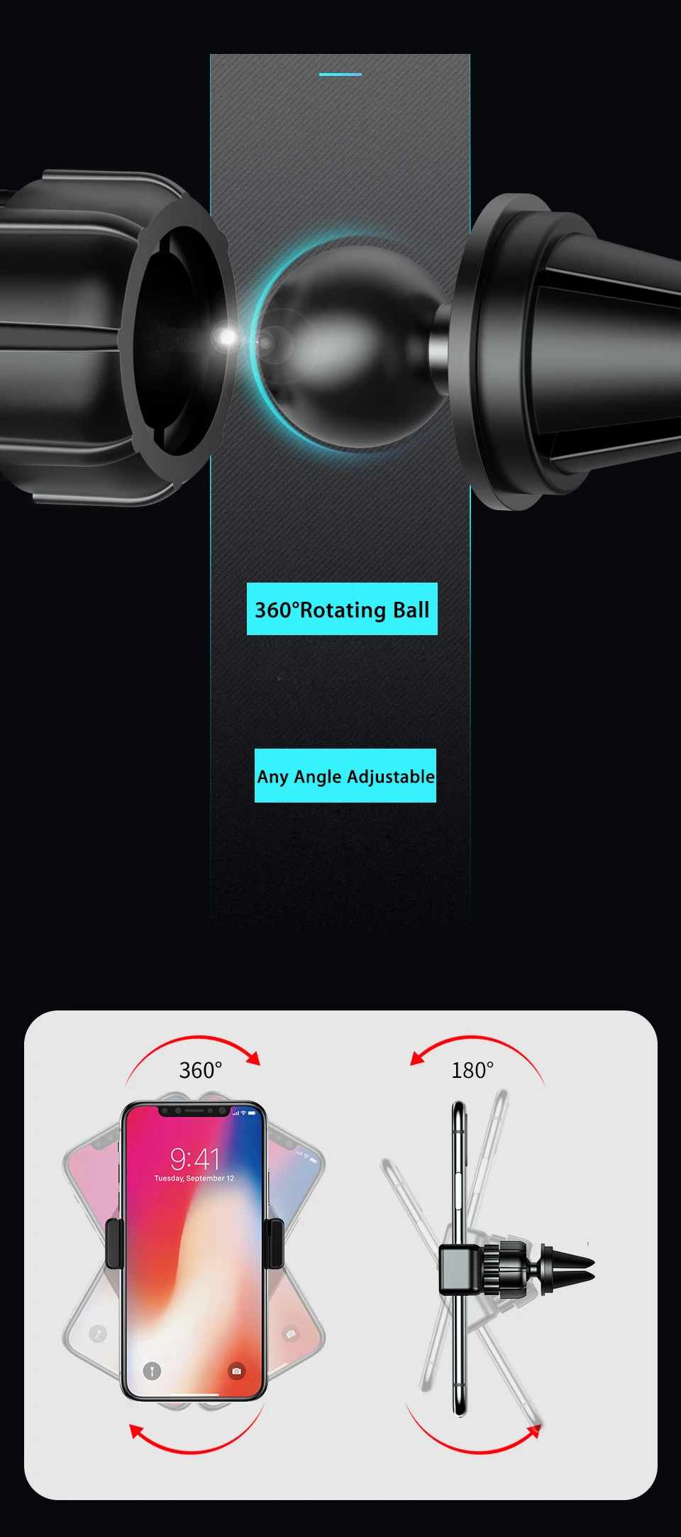 Универсальный автомобильный держатель для телефона с креплением на вентиляционное отверстие для samsung S10 Note 10 plus iPhone 11 pro max XR Авто 360 gps держатель для телефона