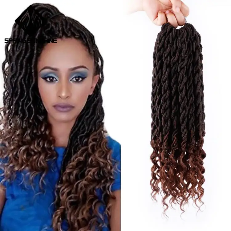 Весеннее солнце богемные Faux locs Curly вязание крючком косички волосы оптом вязание крючком Наращивание волос Синтетические волосы