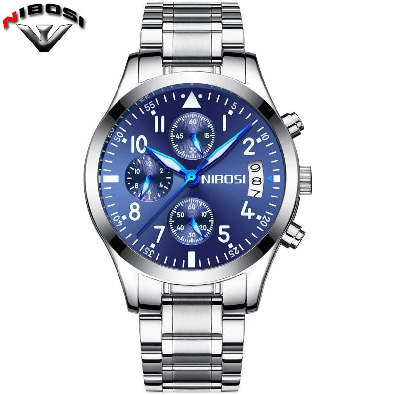 Часы наручные NIBOSI Мужские кварцевые роскошные модные повседневные