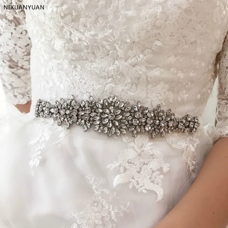 Кристальный свадебный пояс жемчужный стразы для свадебных аксессуаров серебро
