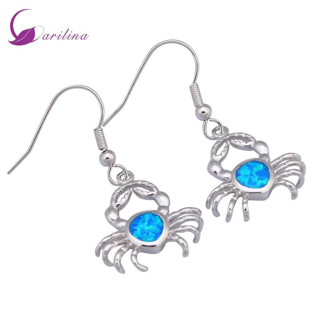 

Perfect Stamp Silver Color Jewelry Fashion Animal Blue Opal Earrings Dangle Earrings For Womens E362