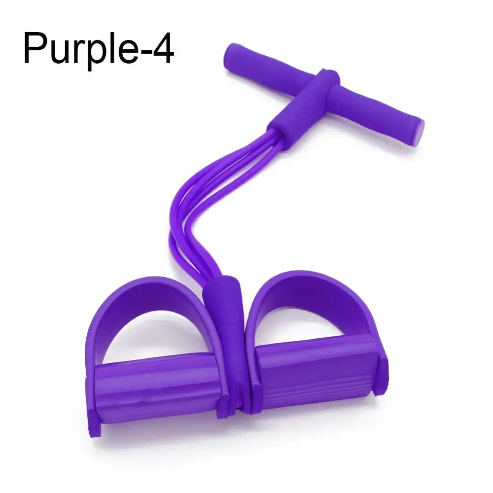Purple-4 Tube 2/4 пробки сильные фитнес Эспандеры латексные педали тренажер для ног тяговые веревки Йога Спорт Пилатес фитнес оборудование для похудения - Цвет: Purple-4 Tube