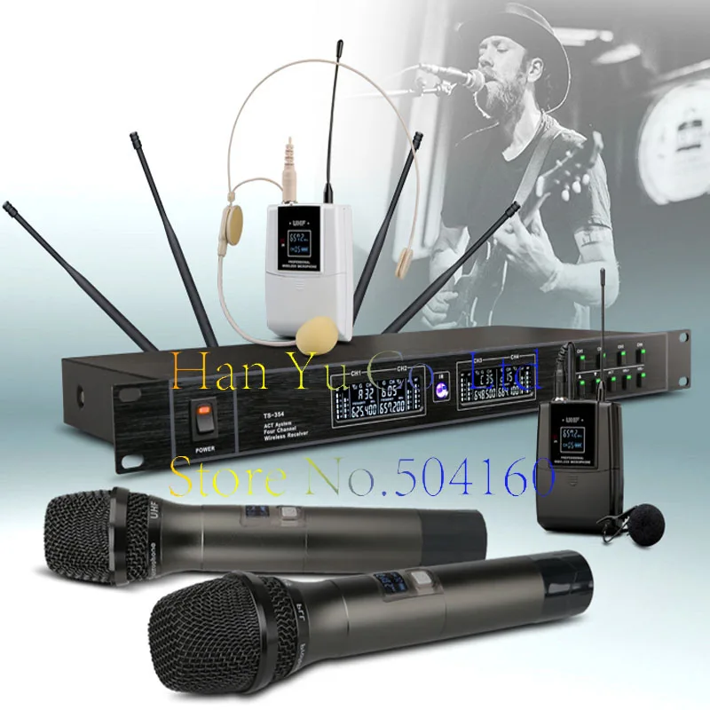 Высокое качество EW240 4-канальная Беспроводная система микрофонов UHF караоке