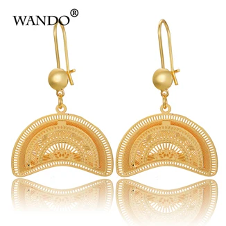 WANDO Африке серьги в форме веера Для женщин медные, золотистого цвета полукруглые серьги Эфиопии ювелирных изделий, Нигерия, Конго, LoverGift E53