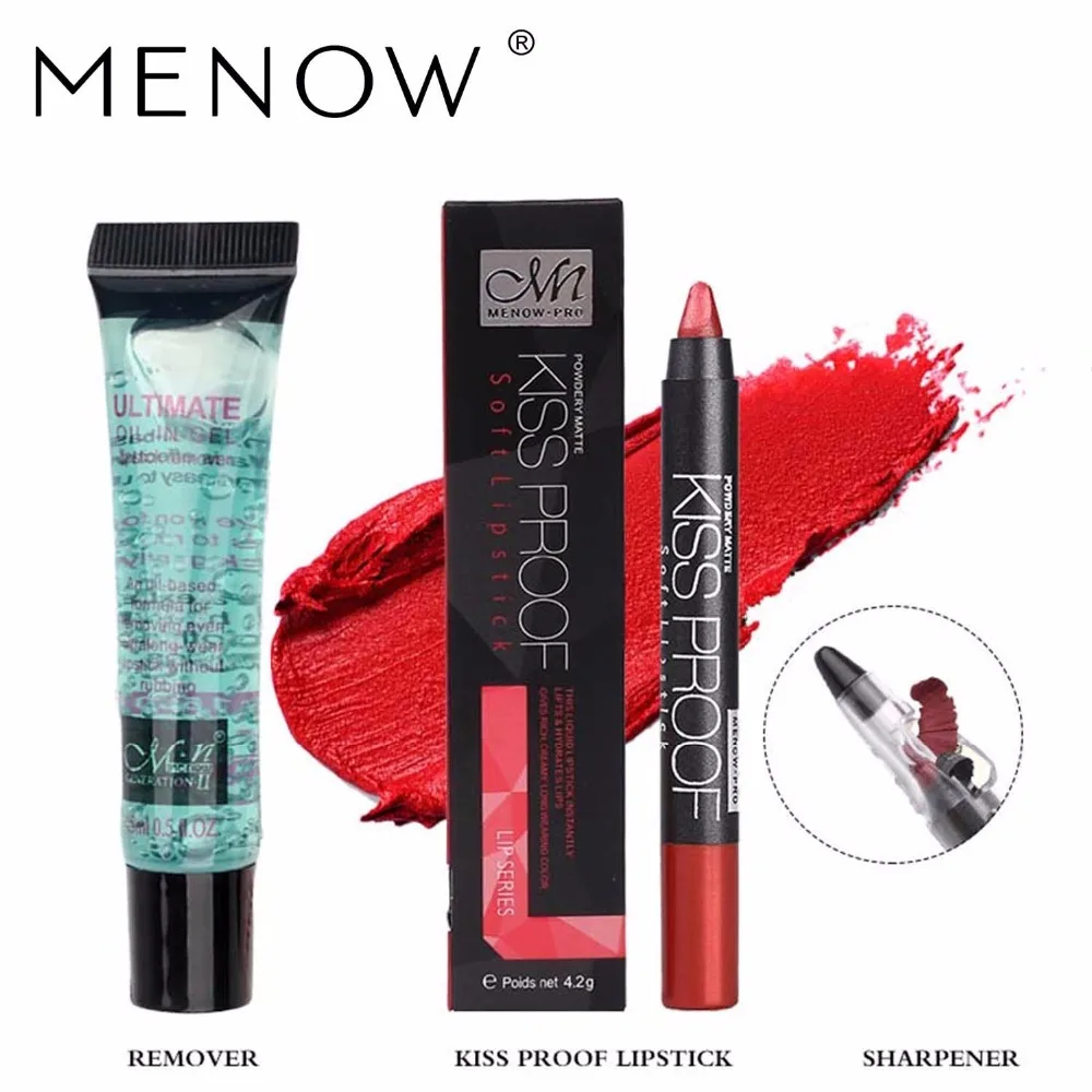 Menow бренд Make Up Set 19 Цвета kissproof матовая Губная помада с точилка для карандашей и губ