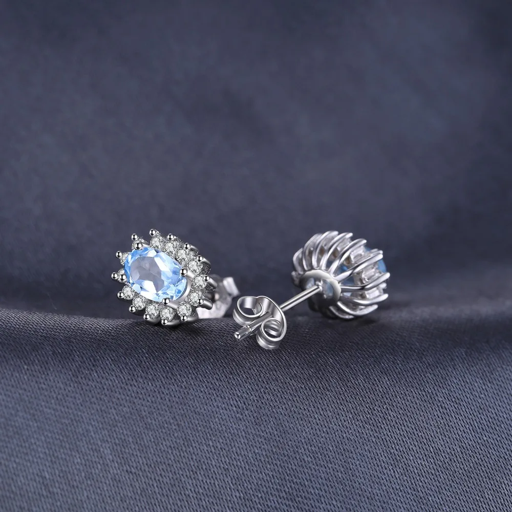 Jewelrypalace большая акция 1.2ct овальный Cut Природный Голубой топаз Серьги-гвоздики