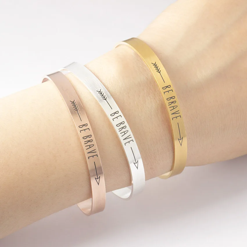 Dianshangkaituozhe Винтаж стрелка Pulseira feminina розового золота ручной печатью быть храбрым Браслеты на запястье и Браслеты Для женщин Для мужчин ювелирные изделия