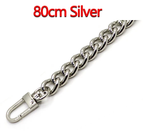 80cm Silver Высококачественные Алюминиевые цепочки, золото, серебро, черный пистолет 10 мм сменный светильник, кошелек, цепочка, сумка на плечо, ремни для маленьких сумок - Цвет: 80cm Silver